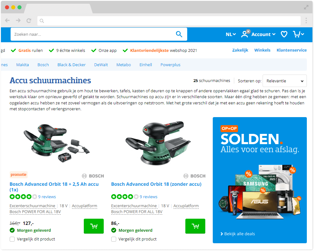 ecommerce categorie omschrijving