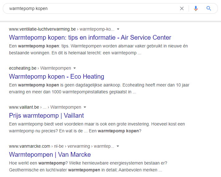 organische zoekresultaten google
