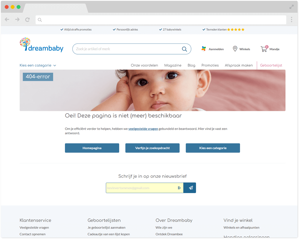404 pagina dreambaby