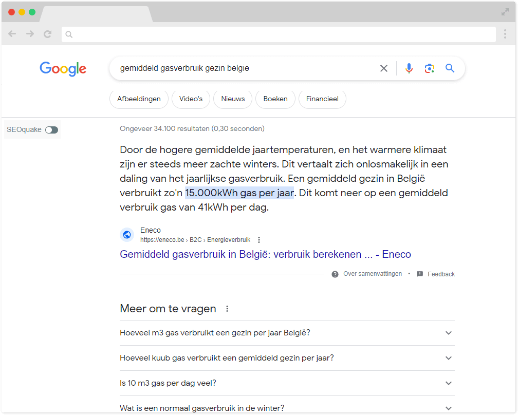 featured snippet in google