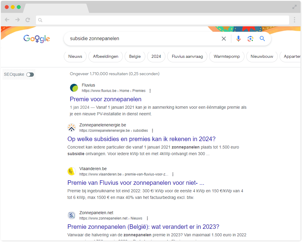 keyword synoniemen in Google